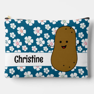 Bolsito Accesorio Grande Daisy Flowers Ocean Blue Brown Personalizado