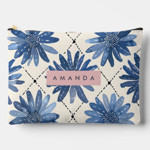 Bolsito Accesorio Grande Dalia de Acuarela Azul Pastel Personalizada