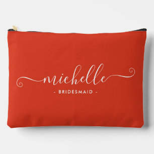 Bolsito Accesorio Grande Dama de Honor Personalizada Minimalista Naranja Pr