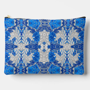 Bolsito Accesorio Grande Damasco floral, azul zafiro y gris
