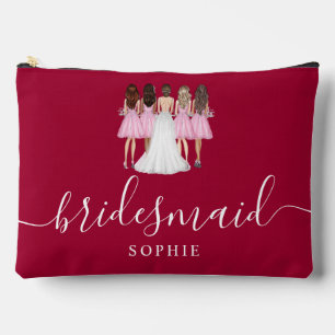 Bolsito Accesorio Grande Dark Cherry Red Bridesmaid guión moderno