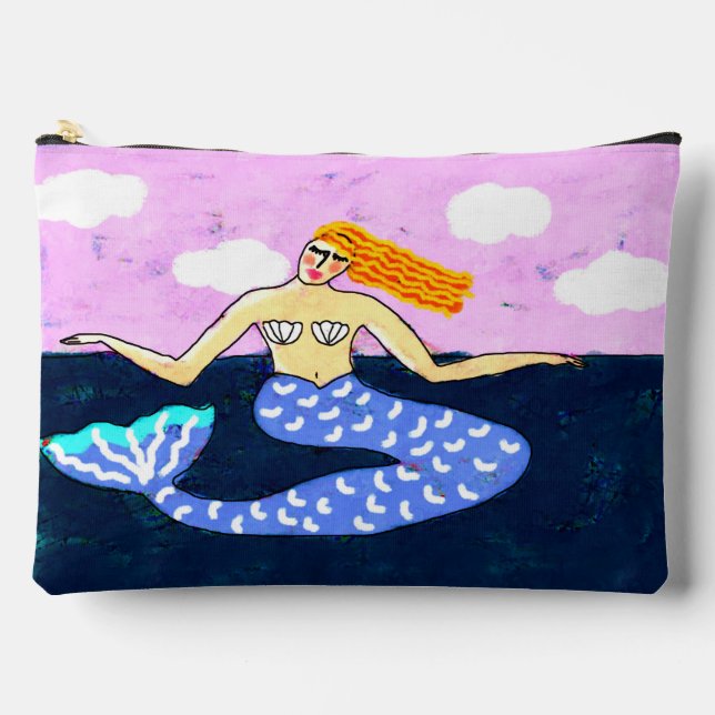 Bolsito Accesorio Grande Deep Blue Sea Abstract Art Mermaid (Anverso)