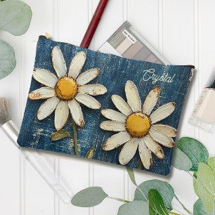 Bolsito Accesorio Grande Denim angustiado y Daisy