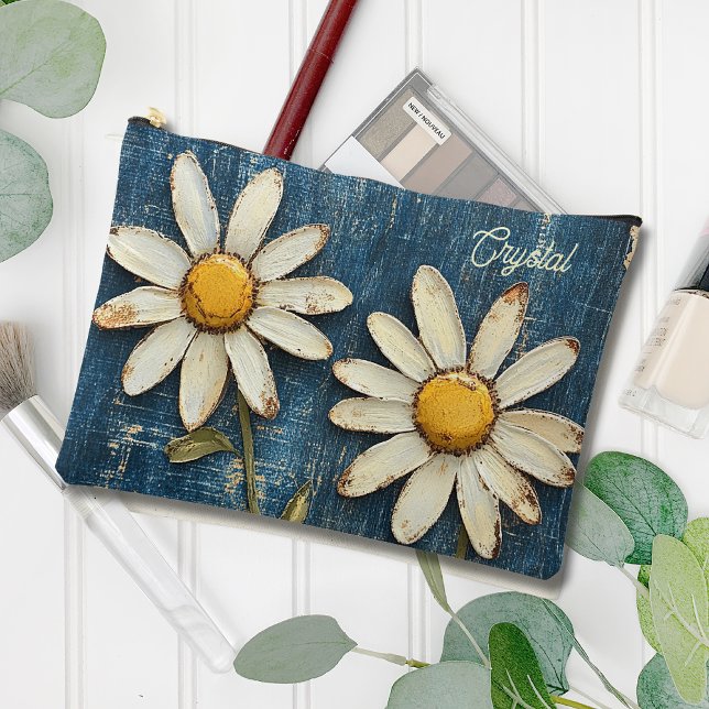 Bolsito Accesorio Grande Denim angustiado y Daisy (Subido por el creador)
