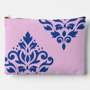 Bolsito Accesorio Grande Desplazar el arte de Damask I azul sobre rosa