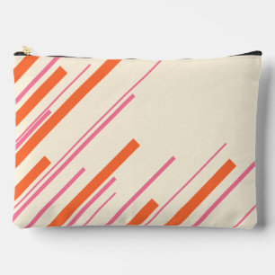 Bolsito Accesorio Grande Diagonals - rosa, Naranja y crema
