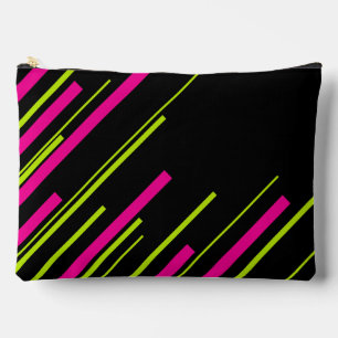 Bolsito Accesorio Grande Diagonarios en verde limón, rosa caliente y negro