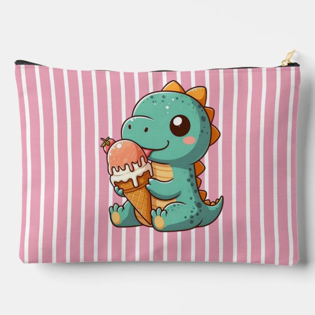 Bolsito Accesorio Grande Dino de comer helado lindo (Reverso )