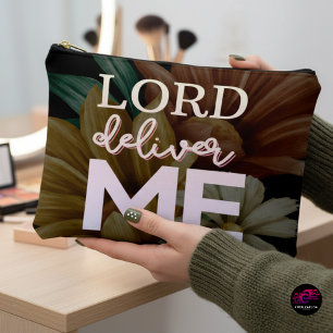 Bolsito Accesorio Grande Dios me libre cita floral cristiana de fe