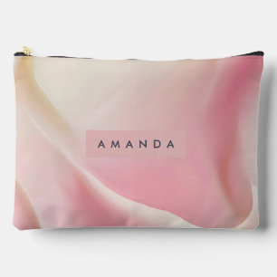 Bolsito Accesorio Grande Diseño de Onda de Seda Rosa Suave Personalizado