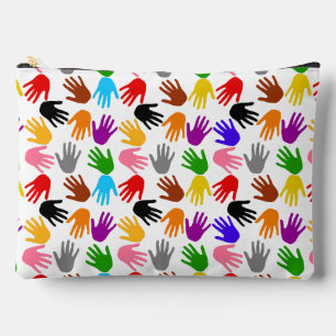 Bolsito Accesorio Grande Diseño de patrón de huella de mano colorida blanca