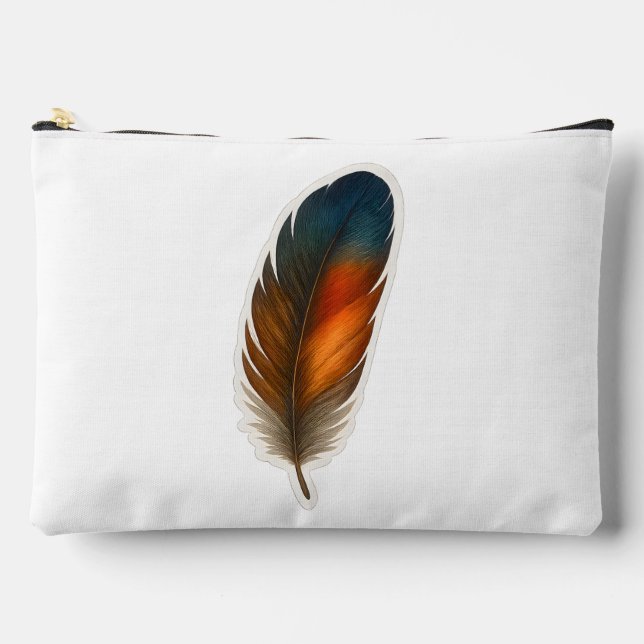 Bolsito Accesorio Grande Diseño de plumas coloridas (Anverso)