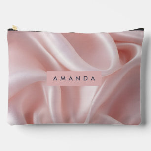 Bolsito Accesorio Grande Diseño de satén rosa sonrosado elegante personaliz