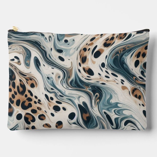 Bolsito Accesorio Grande Diseño de Vía Láctea con estampado de leopardo  (Anverso)