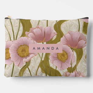 Bolsito Accesorio Grande Diseño Floral de Amapola Rosa Vintage Personalizad