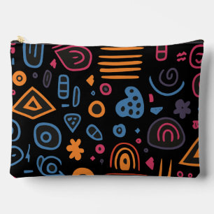 Bolsito Accesorio Grande Doodle Tribal Abstracto Neon Geométrico Negro