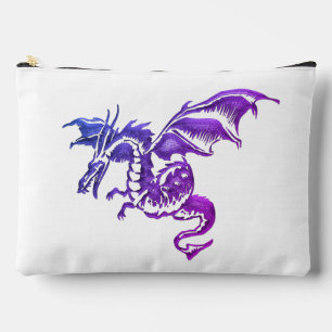 Bolsito Accesorio Grande Dragón morado volador contra blanco