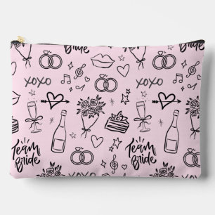 Bolsito Accesorio Grande Ducha Nupcial Rosa Dibujada a Mano
