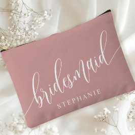 Bolsito Accesorio Grande Dusty Rosa Bridesmaid Caligrafía moderna