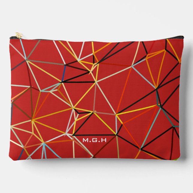 Bolsito Accesorio Grande Dynamic Red Abstract Geometric Monogram (Anverso)