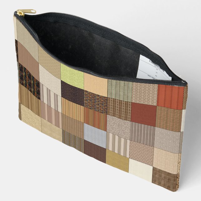Bolsito Accesorio Grande Earthly Wooded Tile Print Cosmetic Bag (Abierto)