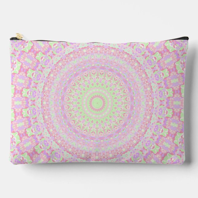 Bolsito Accesorio Grande Ecléctico Boho Groovy Trippy Hippie Pastel Mandala (Anverso)