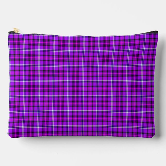 Bolsito Accesorio Grande Electric Violet and Fuchsia Plaid Purple Pink (Anverso)