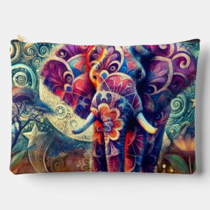 Bolsito Accesorio Grande Elefante caprichoso en la noche Estrellas moradas 