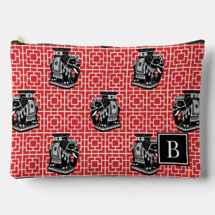 Bolsito Accesorio Grande Elefante de Chinoiserie sobre Bambú - Rojo y Negro