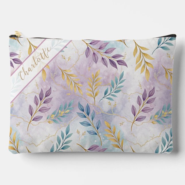 Bolsito Accesorio Grande Elegant Gold Botanical Marble Personalized (Anverso)