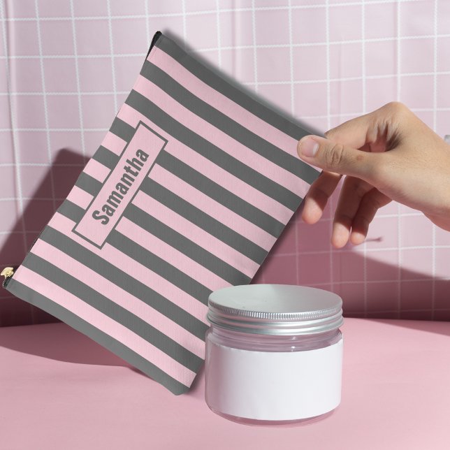 Bolsito Accesorio Grande Elegant Pink and Gray stripes Minimalist Custom (Subido por el creador)