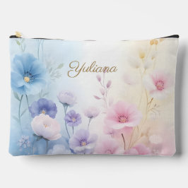 Bolsito Accesorio Grande Elegant Pink Blue Pastel Watercolor Floral Design