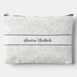 Bolsito Accesorio Grande Elegante Bridesmaid Chinoiserie Sage Green Peony