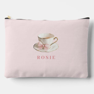 Bolsito Accesorio Grande Elegante Coquette Preppy Té Rosa con Bow