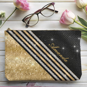 Bolsito Accesorio Grande Elegante falso Crystal Gold y negro personalizado