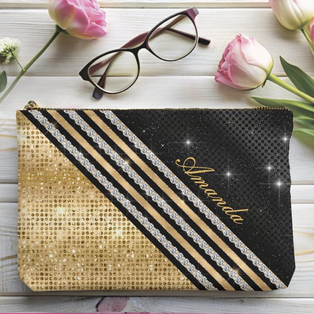 Bolsito Accesorio Grande Elegante falso Crystal Gold y negro personalizado (Subido por el creador)