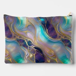 Bolsito Accesorio Grande Elegante Faux Gold con Piedra Ópala Verde azulada 