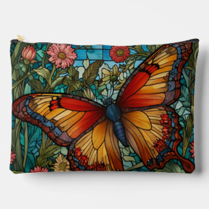 Bolsito Accesorio Grande Elegante jardín de mariposas de vidrio emplomado