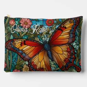 Bolsito Accesorio Grande Elegante jardín de mariposas de vidrio emplomado
