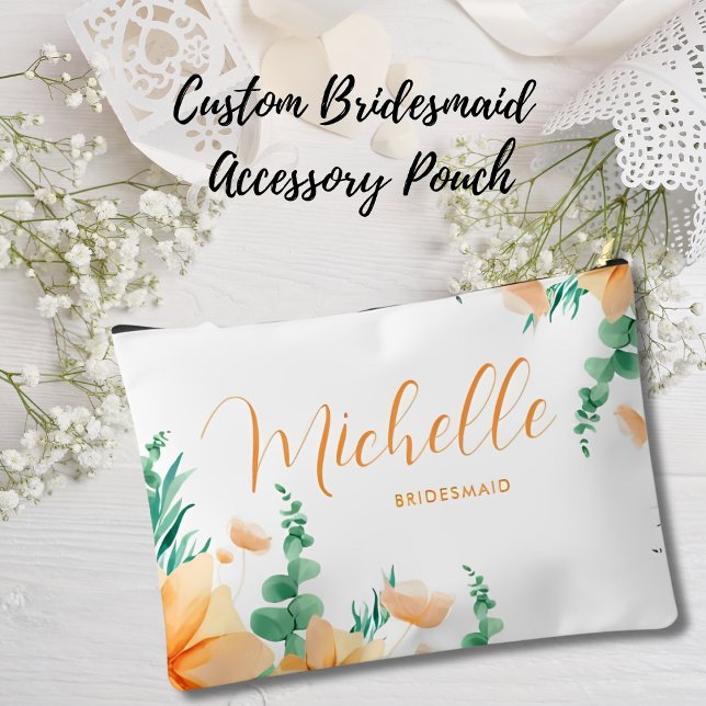 Bolsito Accesorio Grande Elegante Naranja verde Rustic Wildflowers Bridesma (Subido por el creador)