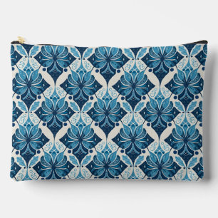 Bolsito Accesorio Grande Elegante patrón floral boho en azul
