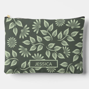 Bolsito Accesorio Grande Elegante Verde Salvia Floral Vintage Personalizado