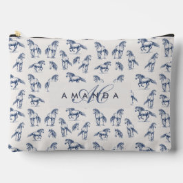 Bolsito Accesorio Grande Elegantes Caballos Azules Monogramados Regalos Ini