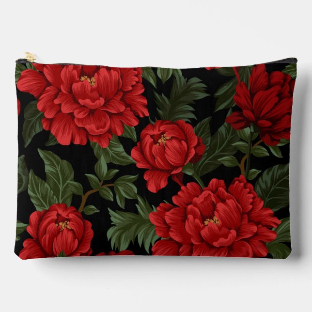 Bolsito Accesorio Grande Elegantes Y Vibrantes Peonías Rojas En Florencia (Anverso)