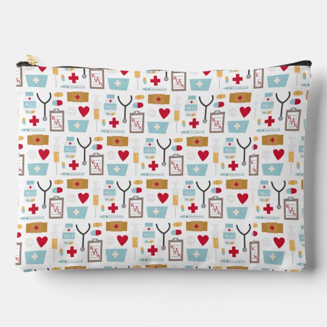 Bolsito Accesorio Grande Enfermería estudiante médica íconos médicos píldor (Anverso)