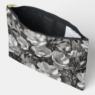 Bolsito Accesorio Grande Escala de grises de pintura al óleo de flores