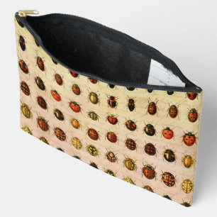 Bolsito Accesorio Grande Espécimen Patrón de Mariquita Vintage Insecto Anti
