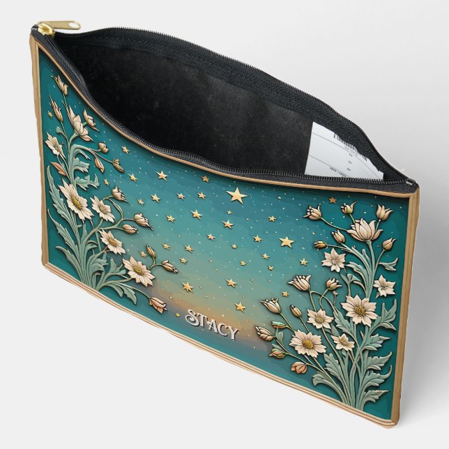 Bolsito Accesorio Grande Espectacular florín silvestre noche Verde azulado  (Abierto)
