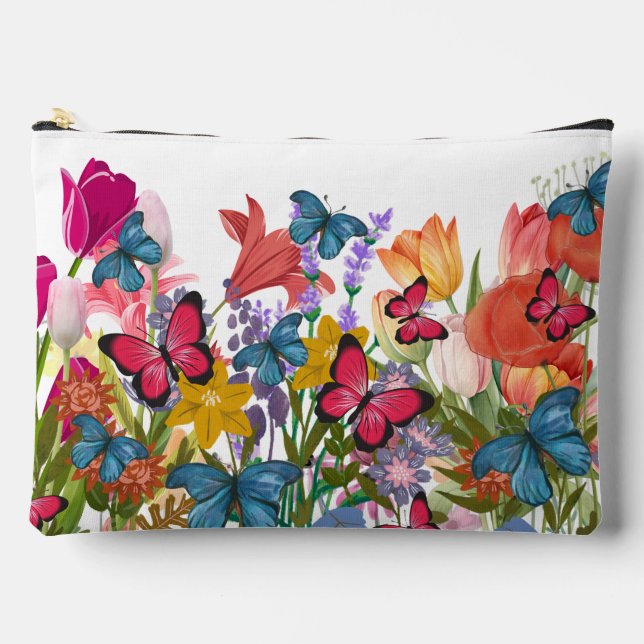 Bolsito Accesorio Grande Estampa floral silvestre pintada a mano (Anverso)