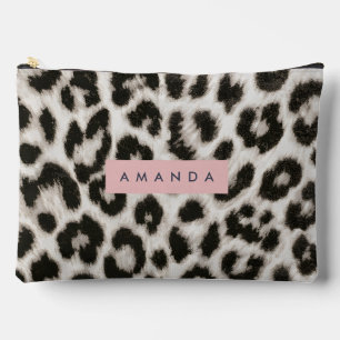 Bolsito Accesorio Grande Estampado de Leopardo en Blanco y Negro Personaliz